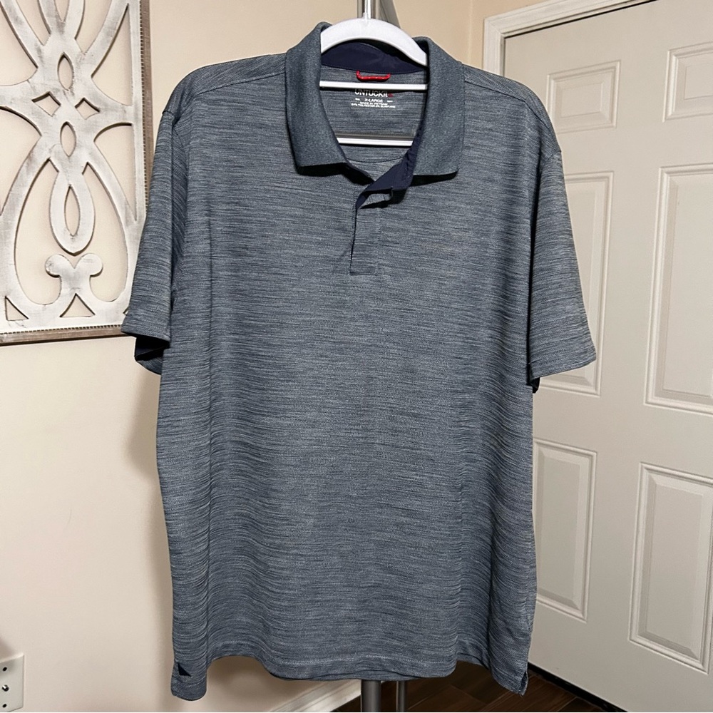 UNTUCKit Men Golf Polo Shirt Hannifer XL Performance Blue Heather‎ Stretch